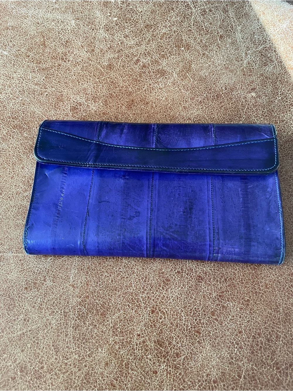 Vintage 70’s-80’s Women's Royal Blue Eel Skin Leather Wallet